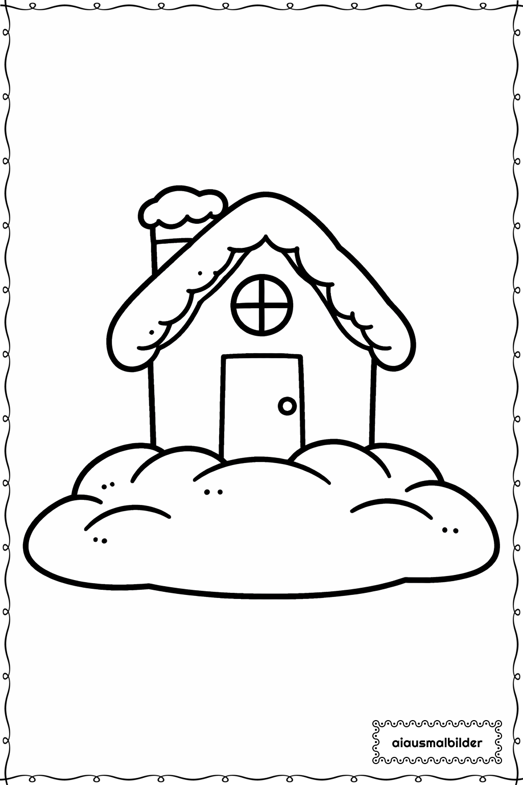  Weihnachten Haus Mit Schnee Ausmalseite 