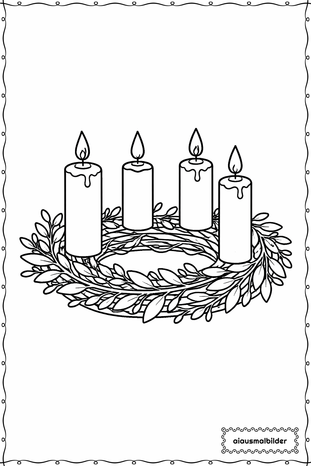  Weihnachten Kerzenkranz Ausmalseite 