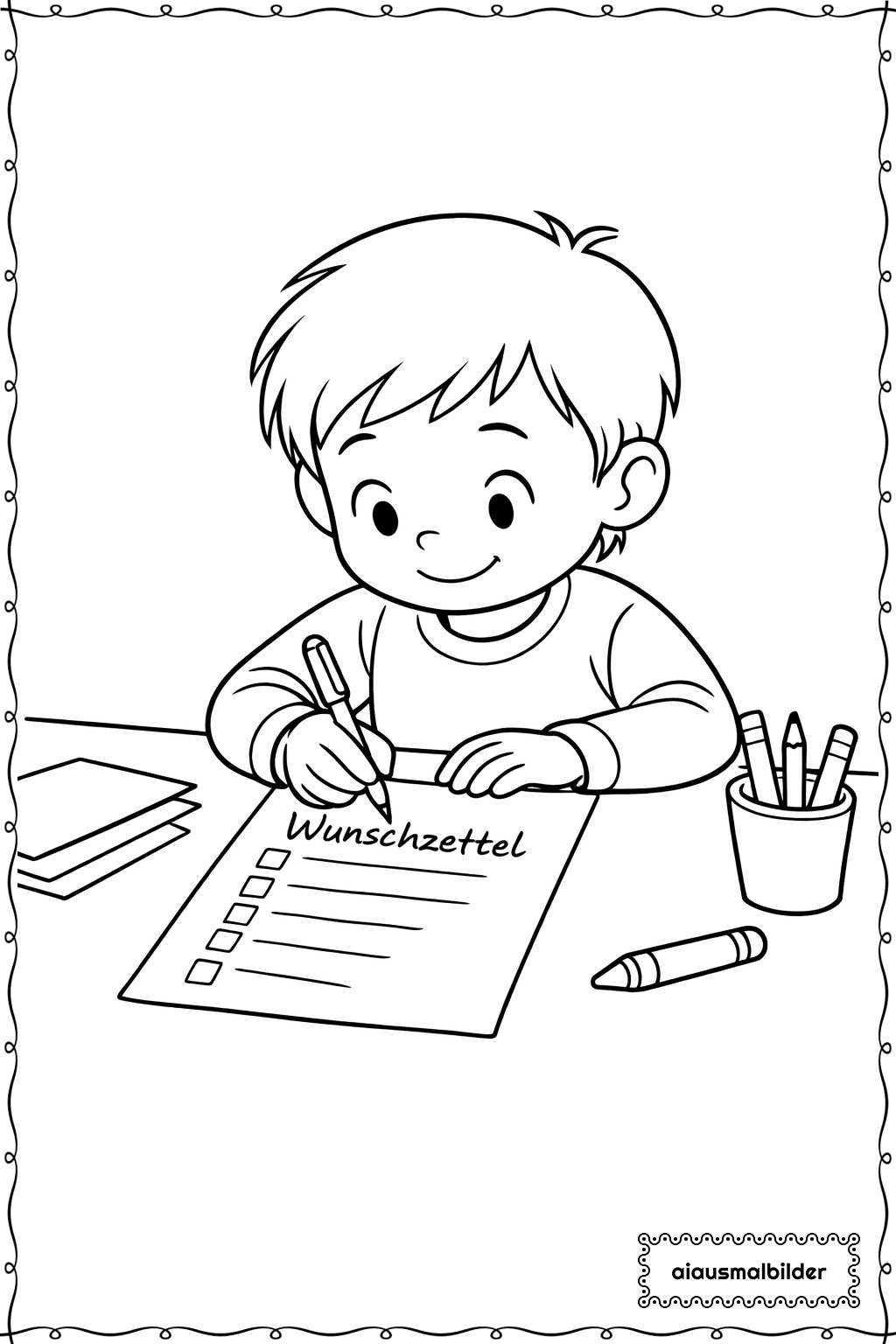  Weihnachten Kinder Schreiben Wunschzettel Ausmalseite 