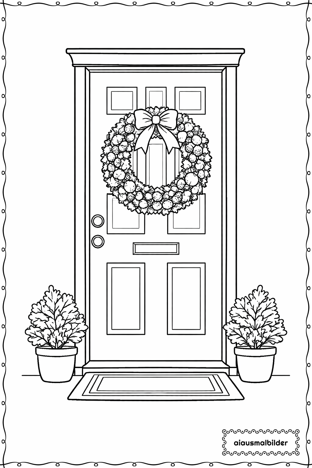  Weihnachten Kranz An Der Tür Ausmalseite 