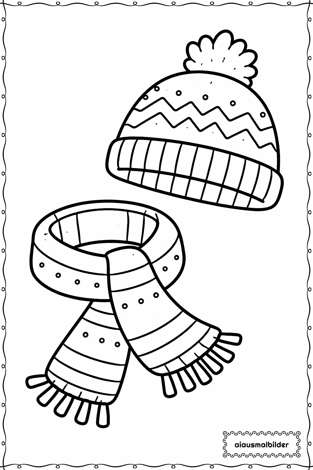  Weihnachten Mütze Und Schal Ausmalseite 