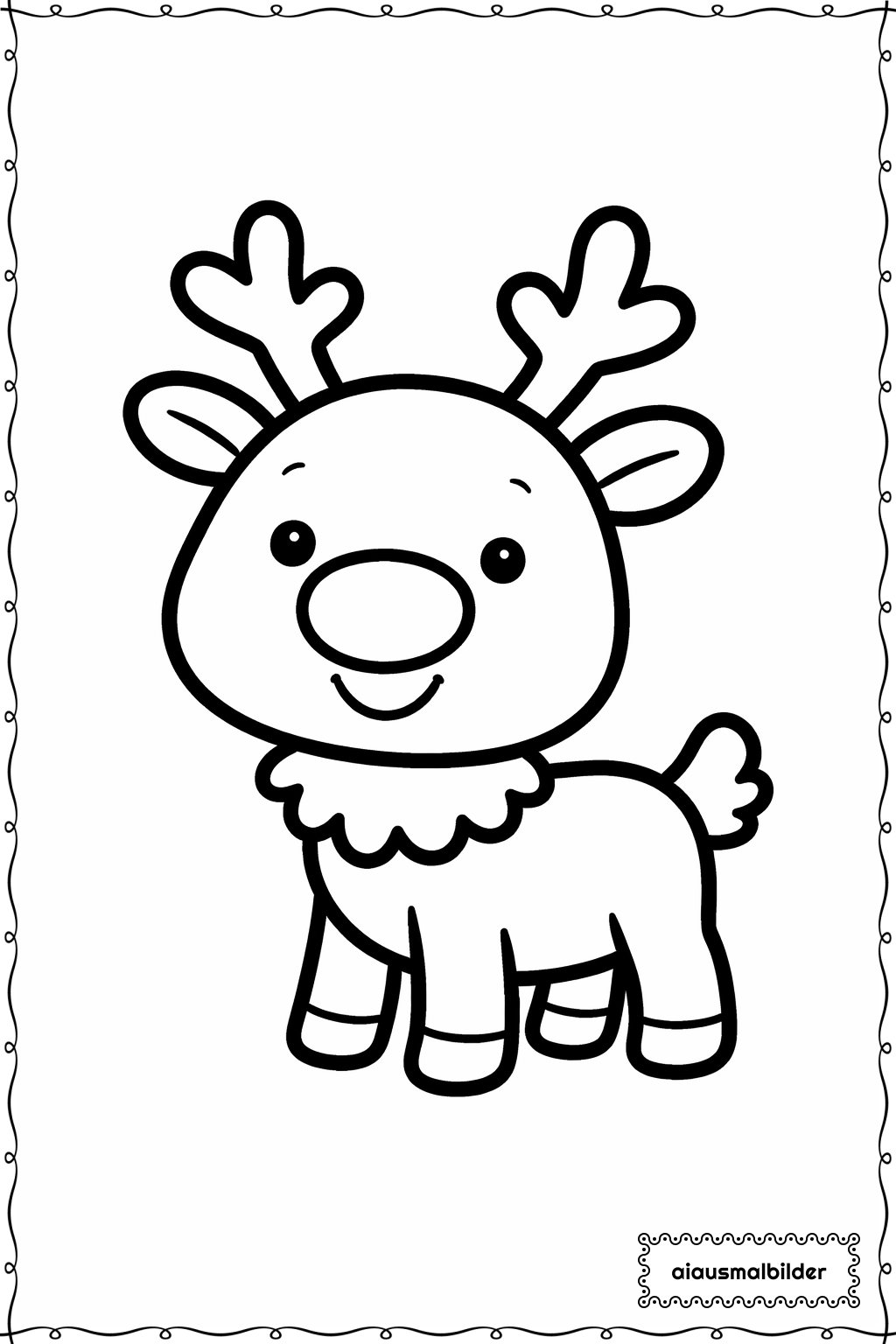  Weihnachten Rentier Einfach Ausmalseite 