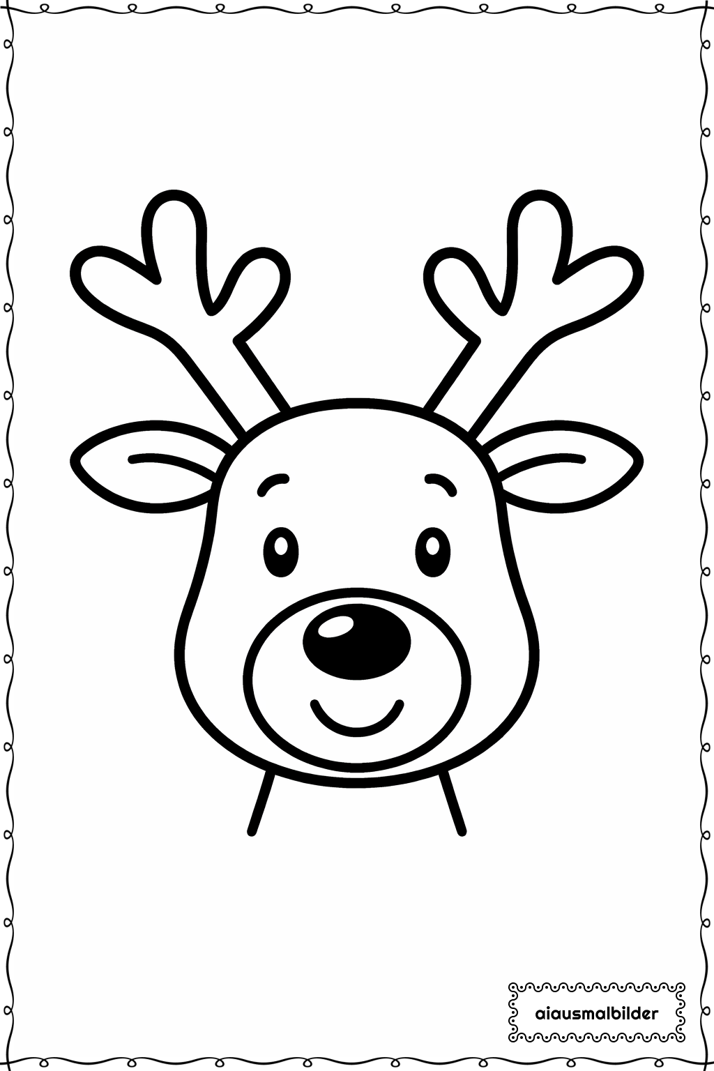  Weihnachten Rentierkopf Einfach Ausmalseite 