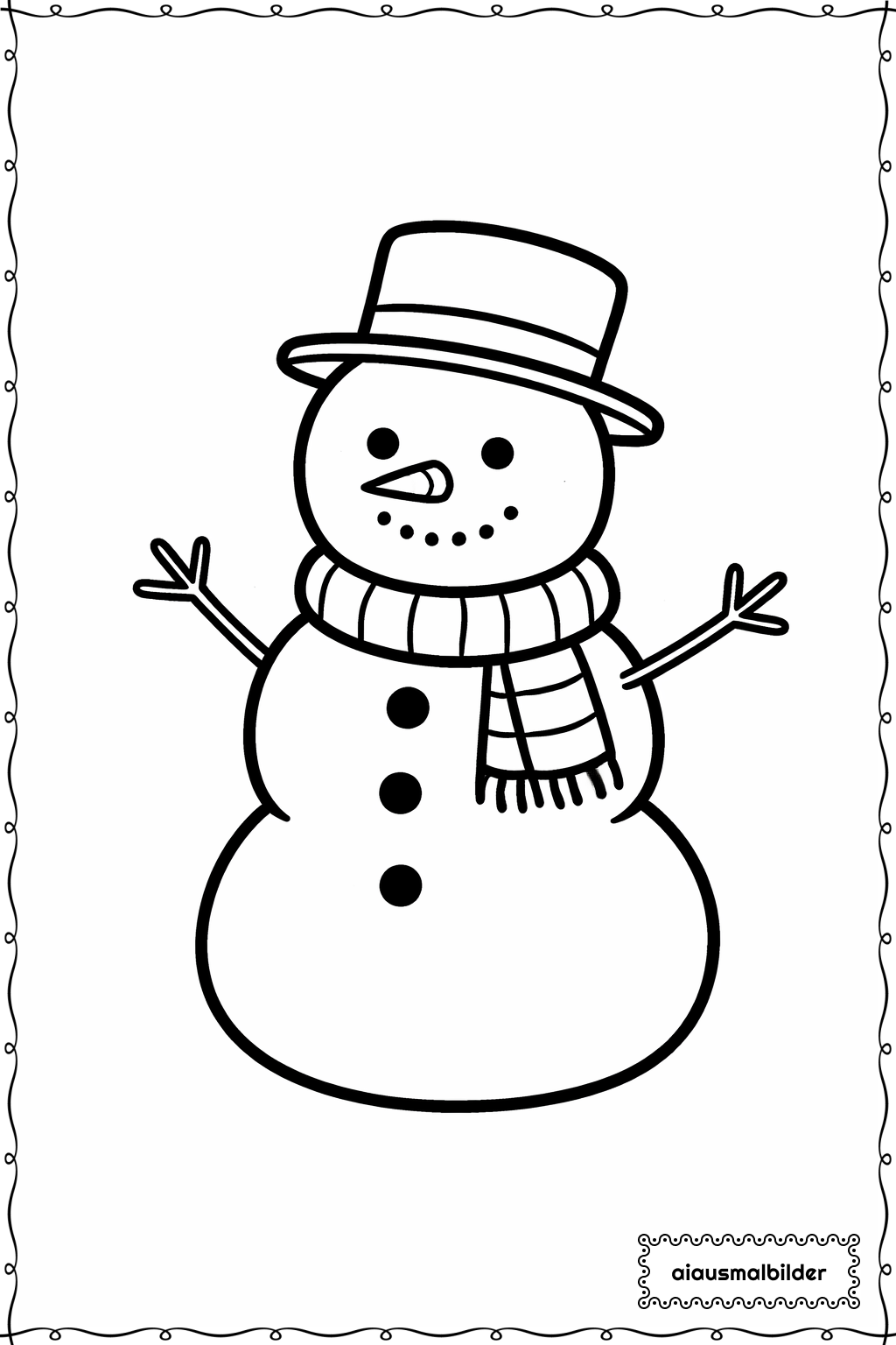  Weihnachten Schneemann Freundlich Ausmalseite 