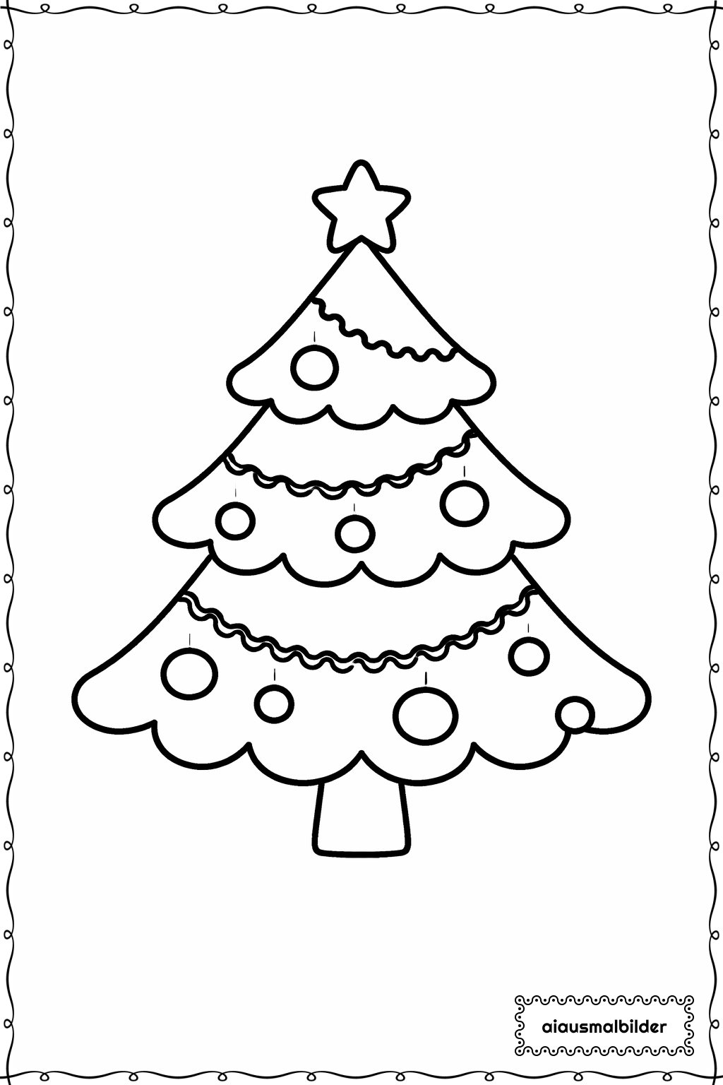  Weihnachten Tannenbaum Einfach Ausmalseite 