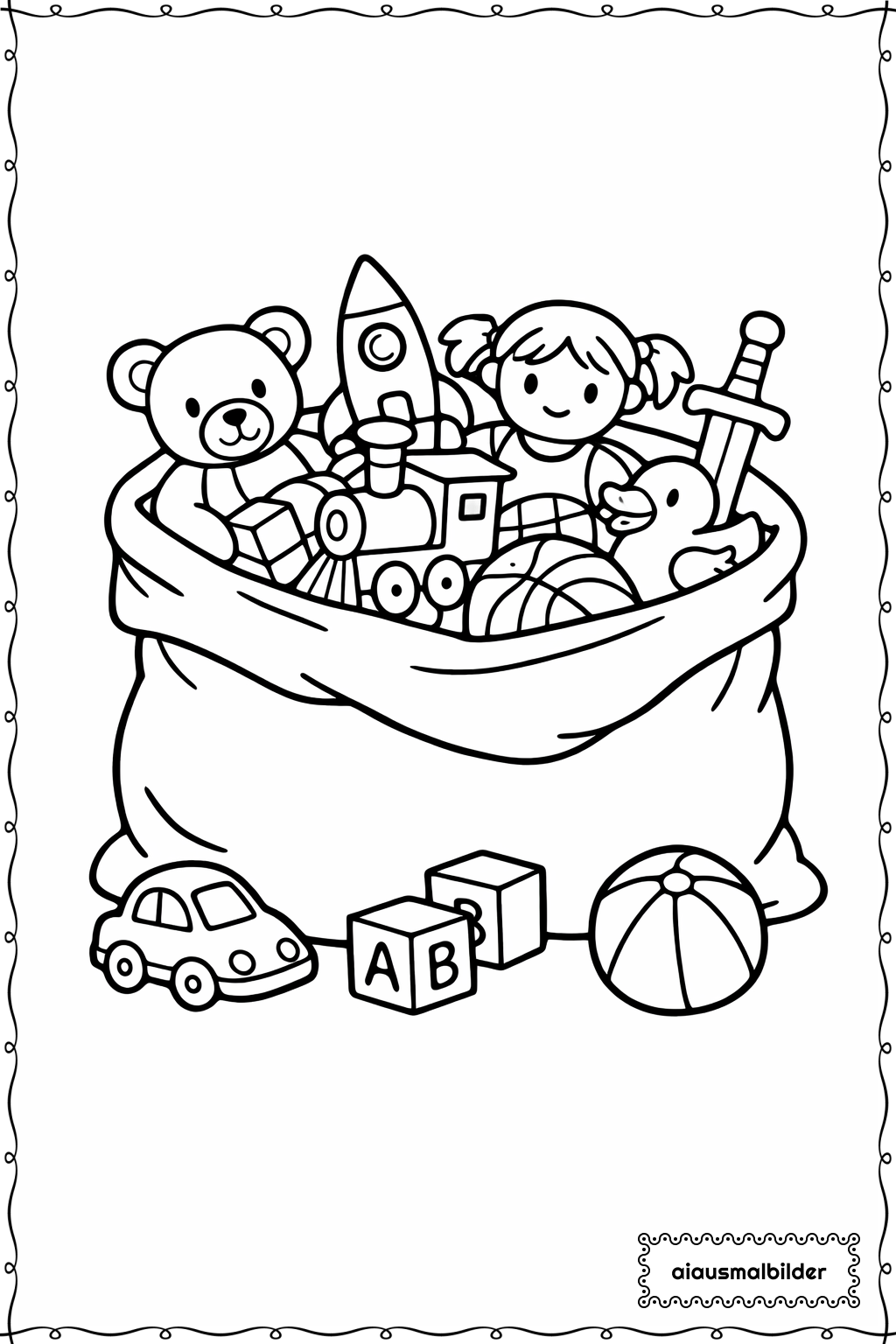  Weihnachten Tiertüte Einfach Ausmalseite 