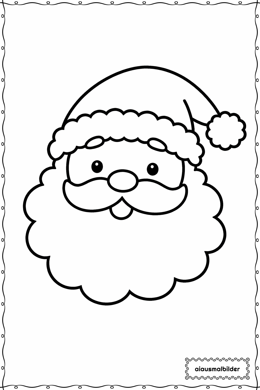  Weihnachten Weihnachtsmann Porträt Ausmalseite 