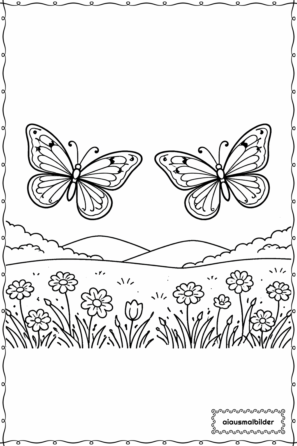  Zwei Schmetterlinge in Wiese Ausmalseite 